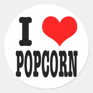 I HEART (LOVE) POPCORN RONDE STICKER
