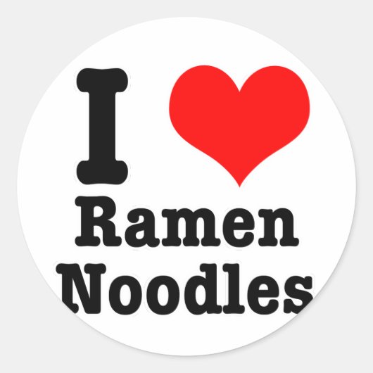 I HEART (LOVE) ramen noedels Ronde Sticker (Voorkant)