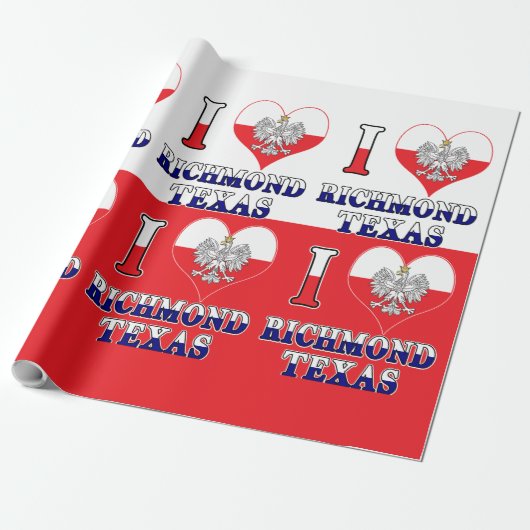I Heart Love Richmond Texas Cadeaupapier (Uitgerold)