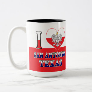 I Heart Love San Antonio Texas Tweekleurige Koffiemok