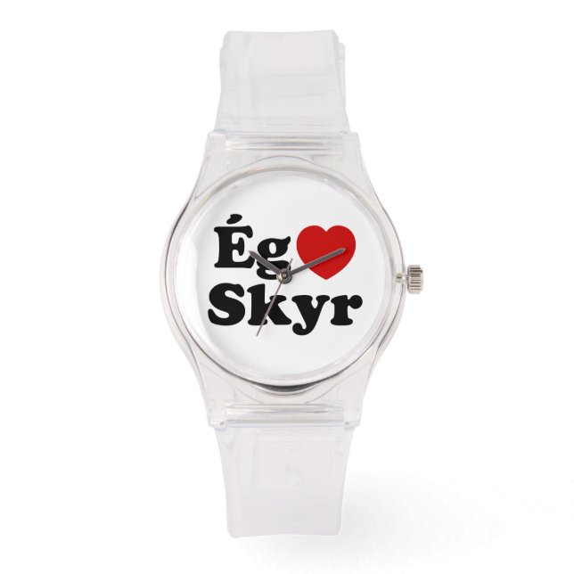 I Heart (Love) Skyr [Ég Elska Skyr] IJslands Horloge (Voorkant)