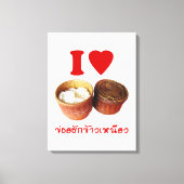 I Heart [Love] Sticky Rice [Khao Niao] - Thai Isan Canvas Afdruk (Voorkant)
