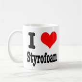 I HEART (LOVE) styroschuim Koffiemok (Links)