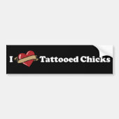 I Heart (Love) Tattooed Chicks Bumpersticker (Voorkant)