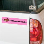 I Heart (Love) Tattooed Chicks Pink Bumpersticker (Op Truck)