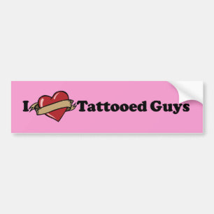 I Heart (Love) Tattooed-jongens Roze Bumpersticker