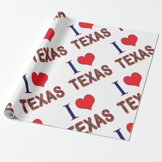 I (Heart) Love Texas Bluebonnet Cadeaupapier (Uitgerold)