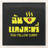 I Heart (Love) Thai Yellow Curry Glazen Onderzetter (Voorkant)