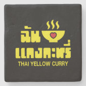 I Heart (Love) Thai Yellow Curry Stenen Onderzetter (Voorkant)