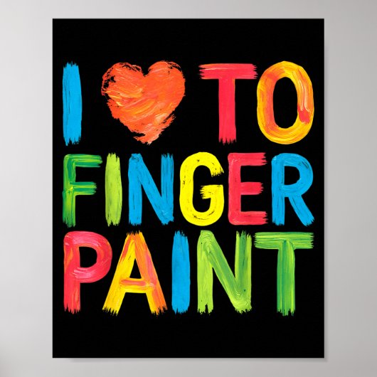 I Heart Love To Finger Paint Cute Couple Valentine Poster (Voorkant)