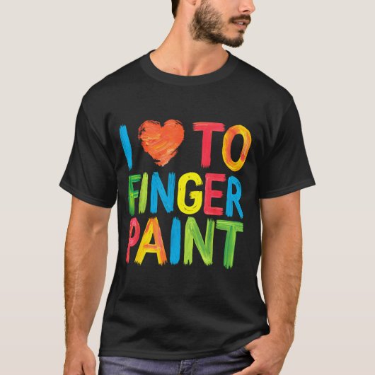 I Heart Love To Finger Paint Cute Couple Valentine T-shirt (Voorkant)