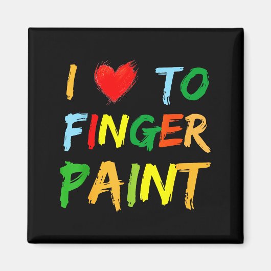 I Heart Love To Finger Paint I'm Paint Cute Couple Magneet (Voorkant)