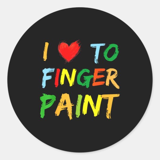 I Heart Love To Finger Paint I'm Paint Cute Couple Ronde Sticker (Voorkant)