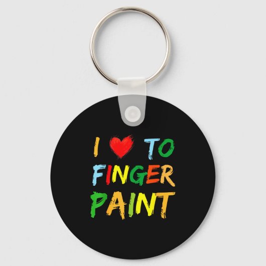 I Heart Love To Finger Paint I'm Paint Cute Couple Sleutelhanger (Voorkant)