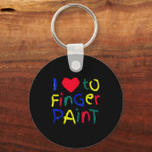 I Heart Love To Finger Paint I'm Paint Cute Couple Sleutelhanger (Voorkant)
