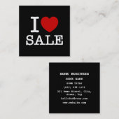 I HEART [LOVE] VERKOOP VIERKANTE VISITEKAARTJE (Voorkant / Achterkant)