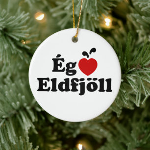 I Heart (Love) Volcanoes (Ég Elska Eldfjöll) Keramisch Ornament