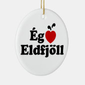 I Heart (Love) Volcanoes (Ég Elska Eldfjöll) Keramisch Ornament (Rechts)