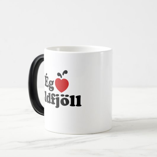 I Heart (Love) Volcanoes (Ég Elska Eldfjöll) Magische Mok (Voorkant links)