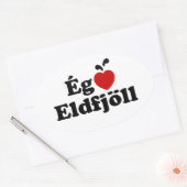 I Heart (Love) Volcanoes (Ég Elska Eldfjöll) Ovale Sticker (Envelop)