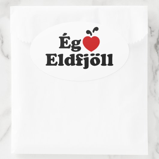 I Heart (Love) Volcanoes (Ég Elska Eldfjöll) Ovale Sticker (Tas)
