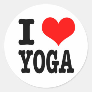 I HEART (LOVE) YOGA RONDE STICKER