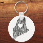 I Heart Maine Grunge look Outline State Love Sleutelhanger (Voorkant)