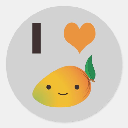 I Heart Mango Ronde Sticker (Voorkant)