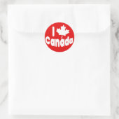 I Heart Maple Leaf Canada Wit op Rood Ronde Sticker (Tas)
