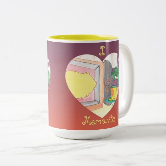 I Heart Marranitos Tweekleurige Koffiemok (Voorkant rechts)