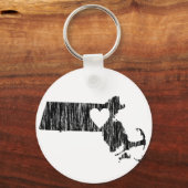 I Heart Massachusetts Grunge Outline State Love Sleutelhanger (Voorkant)
