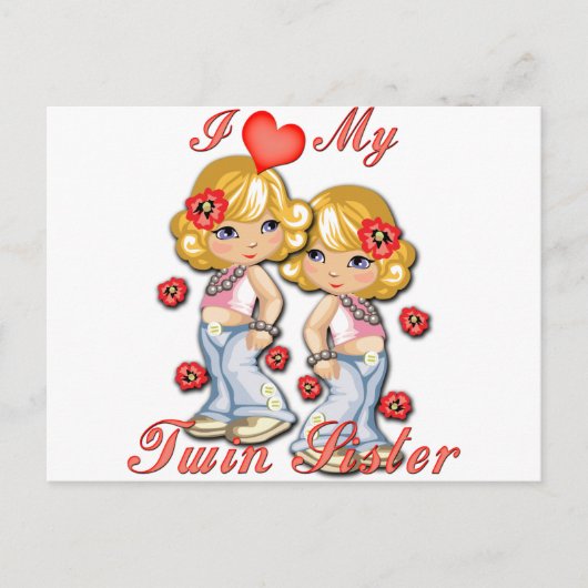 I (Heart) mijn Twin Sister Briefkaart (Voorkant)