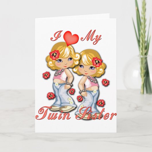I (Heart) mijn Twin Sister Kaart (Voorkant)