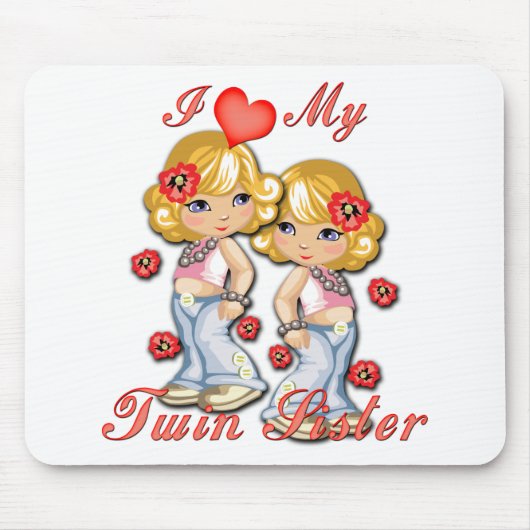 I (Heart) mijn Twin Sister Muismat (Voorkant)