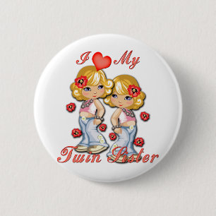 I (Heart) mijn Twin Sister Ronde Button 5,7 Cm