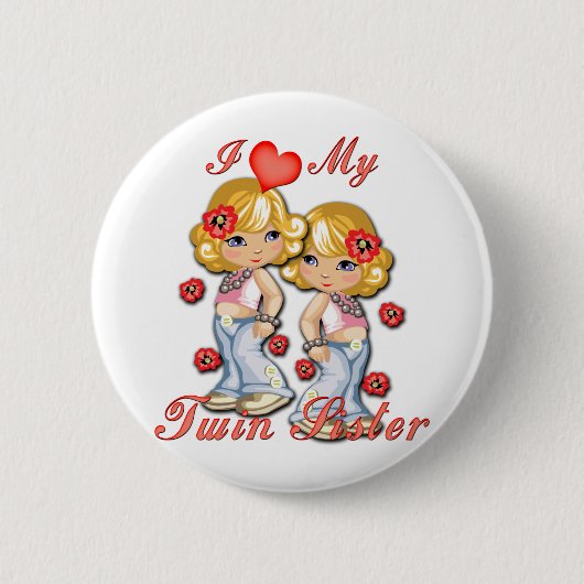 I (Heart) mijn Twin Sister Ronde Button 5,7 Cm (Voorkant)