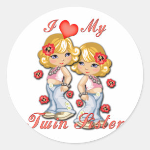 I (Heart) mijn Twin Sister Ronde Sticker