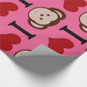 I Heart Monkeys Pink.jpg Cadeaupapier (Hoek)