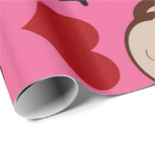 I Heart Monkeys Pink.jpg Cadeaupapier (Rol Hoek)