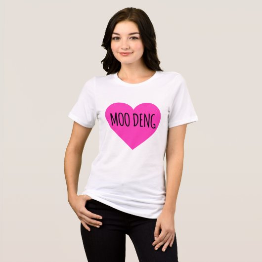 I Heart Moo Deng - Baby Hippo Moo Deng Tri-Blend Shirt (Voorkant volledig)