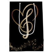 I Heart Music Gift Bag- Heart Muzieknoten Medium Cadeauzakje (Achterkant)