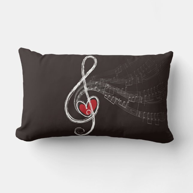 I HEART MUSIC Treble Clef Black Home Decor Kussen (Voorkant)