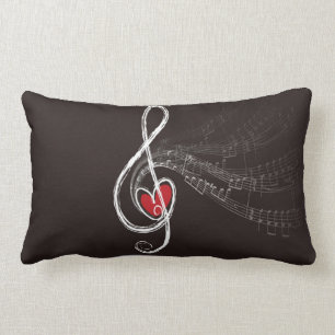 I HEART MUSIC Treble Clef Black Home Decor Kussen