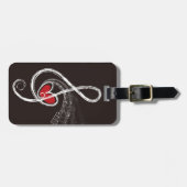 I HEART MUSIC Treble Clef Black Personalized Bagagelabel (Voorkant horizontaal)