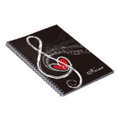 I HEART MUSIC Treble Clef Black Personalized Notitieboek (Rechterzijde)