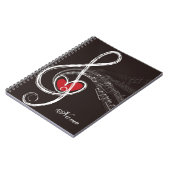 I HEART MUSIC Treble Clef Black Personalized Notitieboek (Linkerzijde)