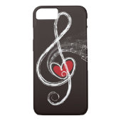I HEART MUSIC Treble Clef Red Heart Black Case-Mate iPhone Case (Achterkant)