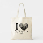 I Heart My Dog Custom Pet Foto en Naam Canvas tas (Achterkant)