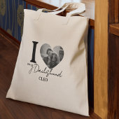 I Heart My Dog Custom Pet Foto en Naam Canvas tas