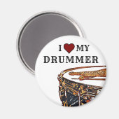I *HEART* MY DRUMMER Snare Drum Drumstick Drumstic Magneet (Voorkant / Achterkant)